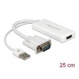 CONVERTOR VGA LA HDMI CU AUDIO ALB, DELOCK 62460