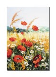 Tablou cu maci, margarete si spice de grau pictat manual, 60x40cm ulei pe panza in cutit efect 3D, Valentin Pop