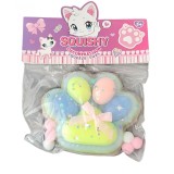 Jucarie Antistres Squishy, Cyrax, cu Revenire Lenta, Model Labuta de Pisica Pufoasa, 12.5x10.5 cm, 220g, Squeeze Pinch Family,&nbsp;Multicolor Albastru