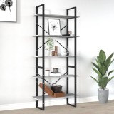 VidaXL Bibliotecă 5 niveluri gri sonoma, 80x30x175 cm lemn prelucrat