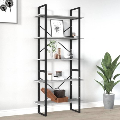Gossi biblioteca 5 niveluri gri sonoma, 80x30x175 cm lemn prelucrat foto