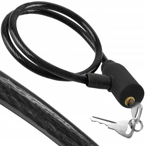 Antifurt de bicicleta cu invelis siliconic,cablu flexibil,66 cm - Negru