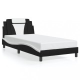 vidaXL Cadru de pat cu tăblie negru și alb 100x200cm piele artificială