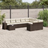 Gossi set canapele de gradina cu perne, 10 piese, maro, poliratan