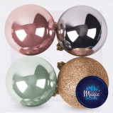 Set 4 globuri de Craciun MagicHome, mix elegant, pentru brad, 10 cm