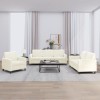 VidaXL Set de canapele, 3 piese, crem, catifea
