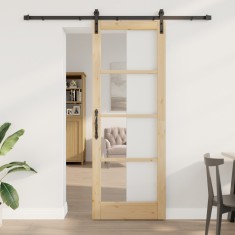 vidaXL Ușă Glisantă cu Set de Hardware &amp;quot;ORKDAL&amp;quot; Lemn Solid &amp;amp; Sticlă foto