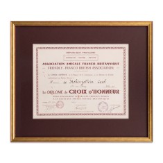 Principele Carol al II-lea, Diploma Crucii de Onoare oferită de Asociația Amicală Franco-Britanică