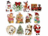 Set 12 decoratiuni Craciun metal multicolor cu magnet cm 6 x 10 H