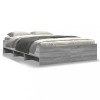 VidaXL Cadru de pat, gri sonoma, 135x190 cm, lemn prelucrat