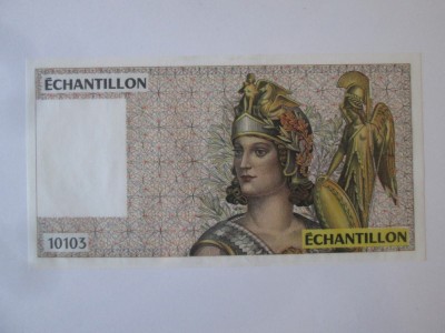 Franța 2000 Francs UNC,bancnotă test/specimen emisiune privată ediție limitată foto