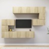 Gossi set dulap tv, 8 piese, stejar sonoma, lemn prelucrat