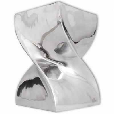 vidaXL Scaun/Masă laterală cu formă răsucită, aluminiu, argintiu 243507 foto