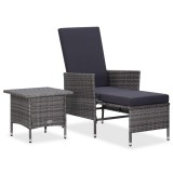 Cumpara ieftin Set mobilier de gradina cu perne, 2 piese, gri, poliratan