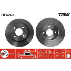 Set disc frana Nissan Primera (P11), Primera Hatchback (P11), Primera Traveller (W10), Primera Traveller (Wp11), Spate, 278X10mm, plin, TRW foto