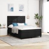 VidaXL Pat cu arcuri cu saltea neagră 140x200 cm țesătură