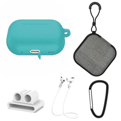 Set extins 5 in 1 pentru protectia castilor Apple Airpods Pro generatia 2, culoarea albastru cristal foto