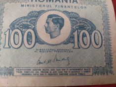 BANCNOTA DE COLECTIE 100 LEI,1945,bancnota veche ROMANEASCA,UNA SUTA Lei