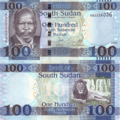 SUDAN DE SUD █ bancnota █ 100 Pounds █ 2015 █ P-15a █ UNC █ necirculata