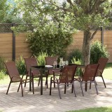 VidaXL Set de masă pentru grădină 7 pcs Maro Textilene și oțel