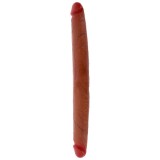 Get Real-Dildo Dublu din Silicon cu Preput Mobil Caramel, 40 cm