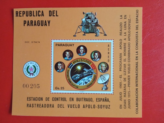 PARAGUAY, SPACE - COLIȚĂ MNH