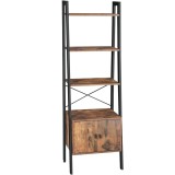 VASAGLE Biblioteca tip scara, cu dulap si 4 rafturi din MDF, stil industrial, 34x56x172cm, maro rustic si negru Household NewTrend