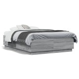Gossi cadru de pat, gri sonoma, 135x190 cm, lemn prelucrat