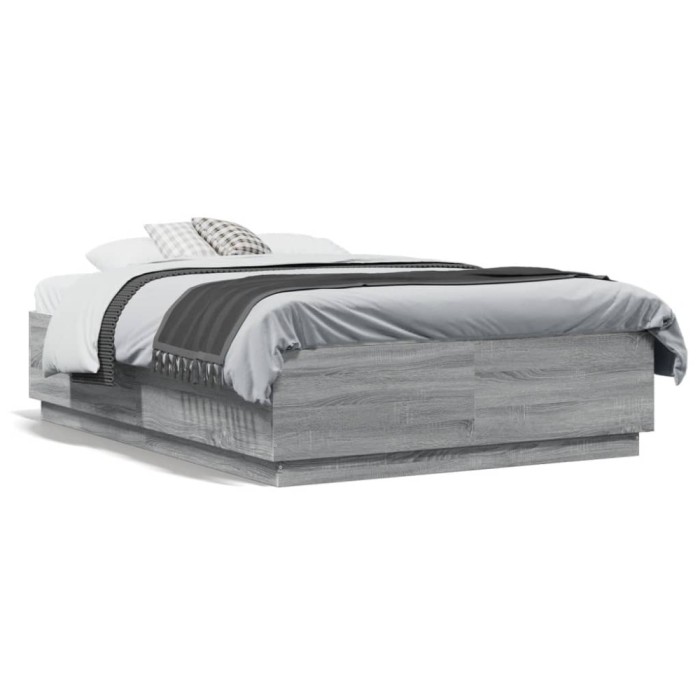 Gossi cadru de pat, gri sonoma, 135x190 cm, lemn prelucrat