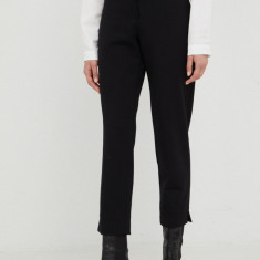 MICHAEL Michael Kors pantaloni femei, culoarea negru, drept, high waist