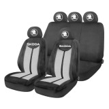 Set Huse Scaune Universale HLX7 Compatibile cu Skoda Nou &ndash; Negru/Gri