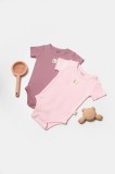 Set 2 body Bamboo,roz, BabyCosy, 50% bumbac+50%bambus (Marime: 18-24 Luni)