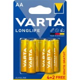 Baterie Varta Longlife 4106, AA / LR6, 1.5V, alcalina, (4+2) 6 buc
