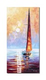 Cumpara ieftin Tablou peisaj marin cu Velier pictat manual, Calmitate, 80x40cm ulei pe panza in cutit efect 3D, Leonard Covaci