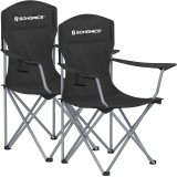 SONGMICS Set 2 scaune pliabile de camping sau pescuit, suport pahar, maxim 150kg, negru Household NewTrend