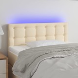 VidaXL Tăblie de pat cu LED, crem, 80x5x78/88 cm, textil