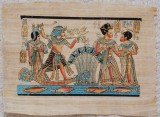 Pictura Originala Handmade Praf Aur Culori Fosforescente pe Papirus Autentic Egipt 37x24 cm