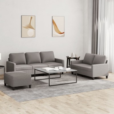 vidaXL Set de canapea cu perne, 3 piese, gri taupe, material textil 3201475 foto