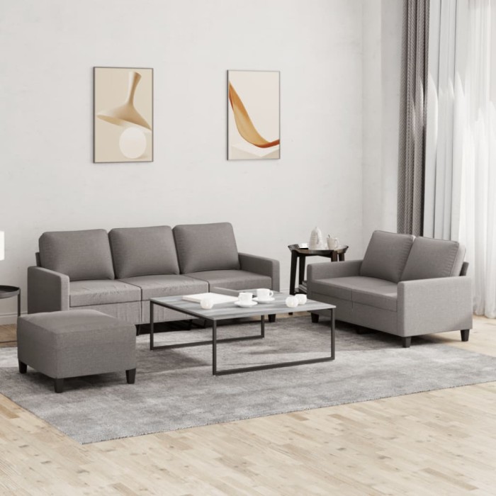 vidaXL Set de canapea cu perne, 3 piese, gri taupe, material textil 3201475