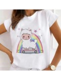Cumpara ieftin Tricou Dama Alb &quot;Rainbow Sheep&quot; - S(36)