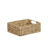 Cos pentru depozitare si organizare din zambila de apa, impletit, maro, 25x20x9 cm