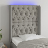 VidaXL Tăblie de pat cu LED, gri deschis, 83x16x118/128 cm, textil