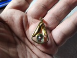 Pandantiv Vintage Aquamarin Placat Aur 31mm, 2.2g - Bijuterie Metal Comun
