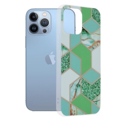 Husa pentru iPhone 13 Pro Max - Techsuit Marble Series - Green Hex foto