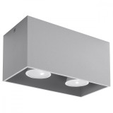 Lampă De Tavan Quad Gri Aluminiu 2 Becuri Dreptunghiulare Moderne De Interior