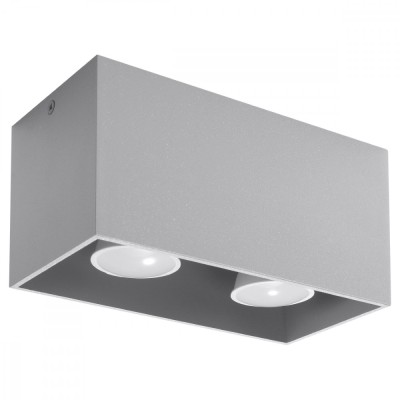Lampă De Tavan Quad Gri Aluminiu 2 Becuri Dreptunghiulare Moderne De Interior foto