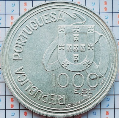 Portugalia 1000 Escudos (Treaty of Tordesillas) (1994) argint - km 675 - A034 foto