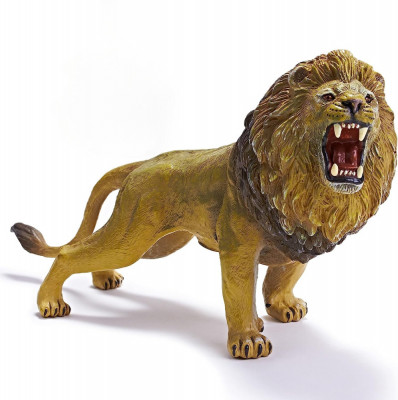 Figurina Leu pictata manual, jucarie moale si flexibila, Leul regele jungle, 24 cm foto