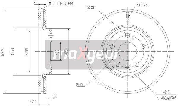 Disc frana CHEVROLET Cruze Sedan (J300) ( 05.2009 - ...) OE 13502045