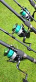 Set 3 Lansete Carbon 3,90m+3 Mulinete Tambur 10.000 echipate